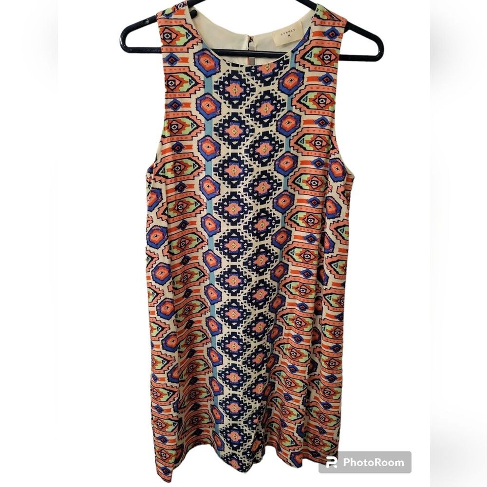 Antrhopologie Everly Sleveless Shift Sheath Dress Women's M Geometric Ikat J4.5